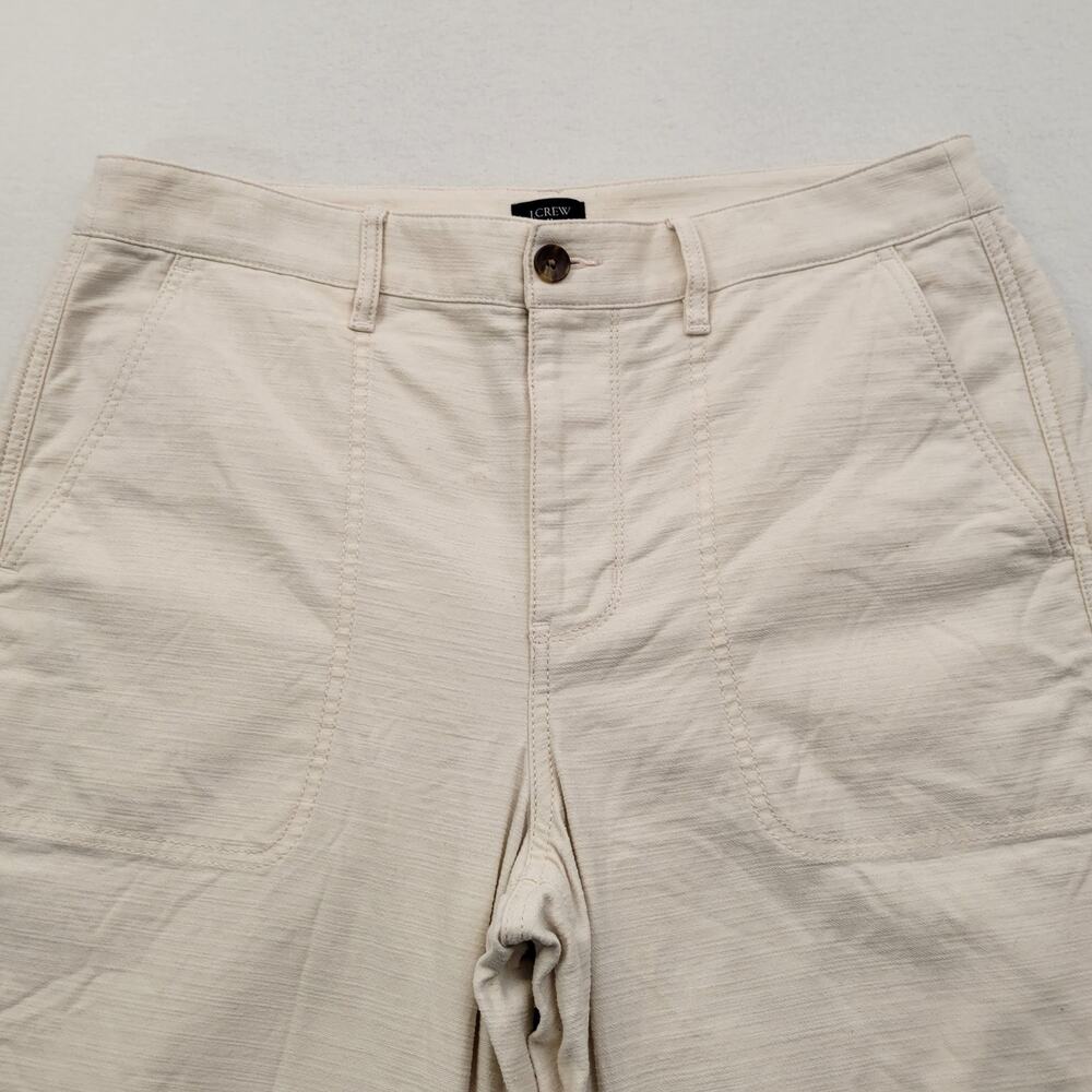 J Crew Pants Women's 12 Beige High Rise Cropped 100% Cotton Casual Comfort Soft - Picture 4 of 9